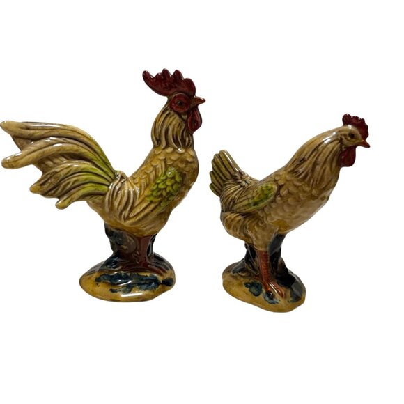 Vintage Norcrest Rooster & Hen Ceramic Figurines Hand-Painted Made In Japan READ - Picture 3 of 14